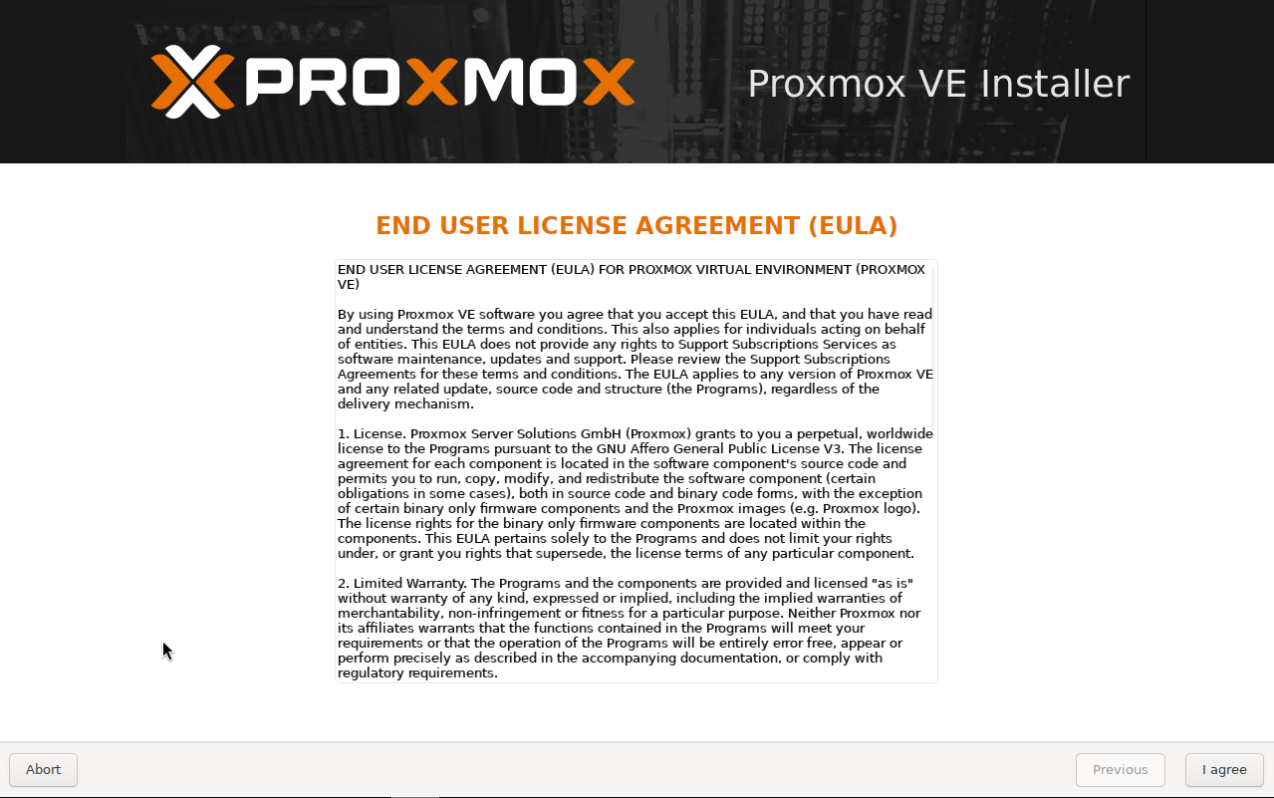 Le contrat de licence Proxmox VE est