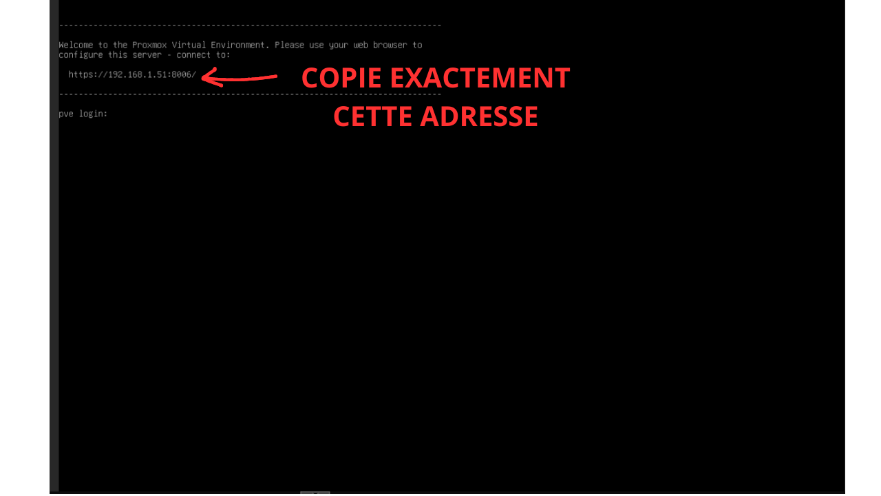 Lécran après installation austère en texte et