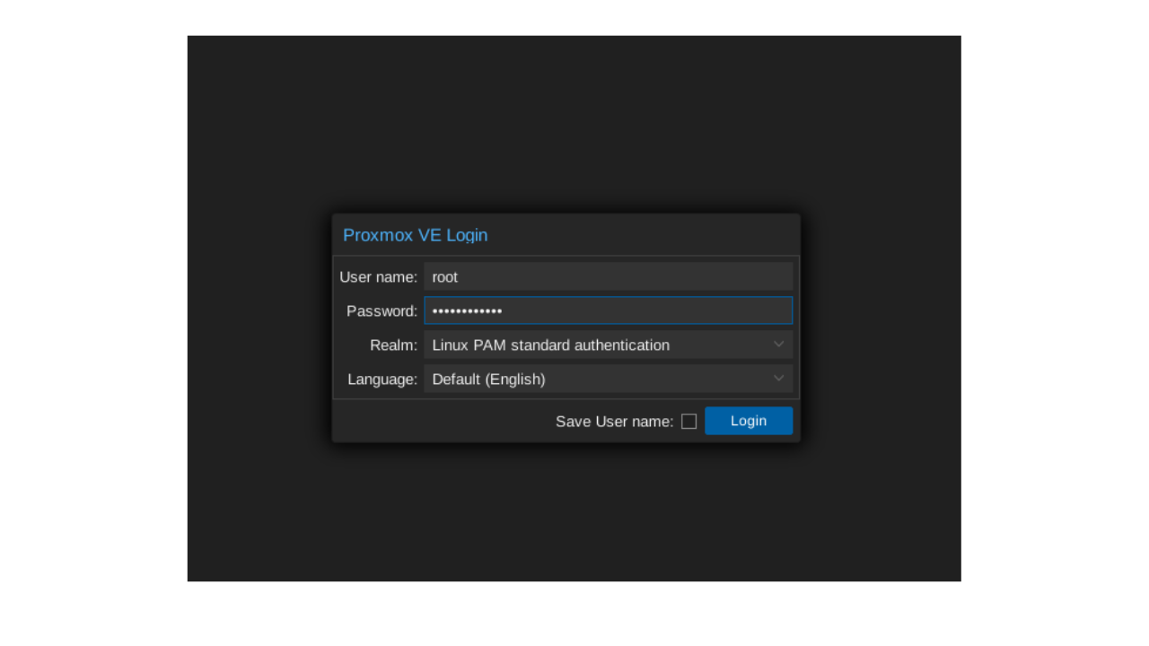 Lécran de connexion web Identifiant root Mot