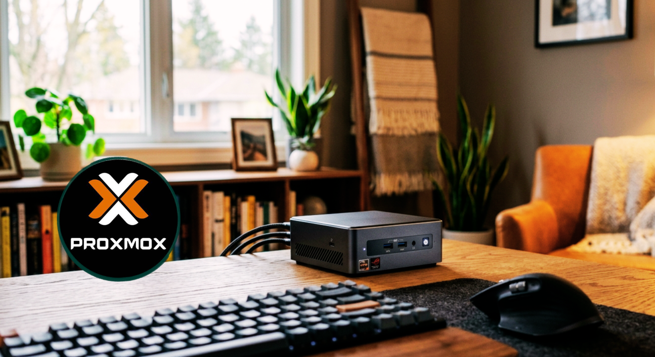 Mini PC transformé en serveur Proxmox sur un bureau