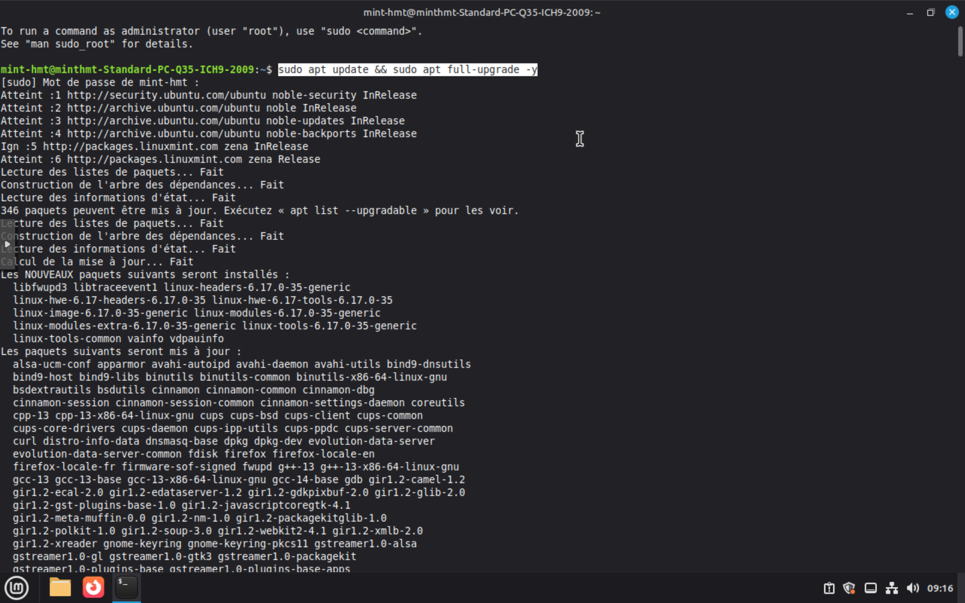 terminal : sudo apt update && sudo apt full-upgrade -y