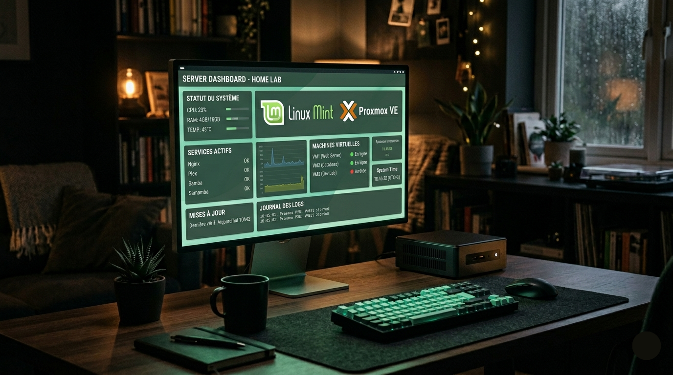 Bureau Linux Mint tournant dans une machine virtuelle Proxmox