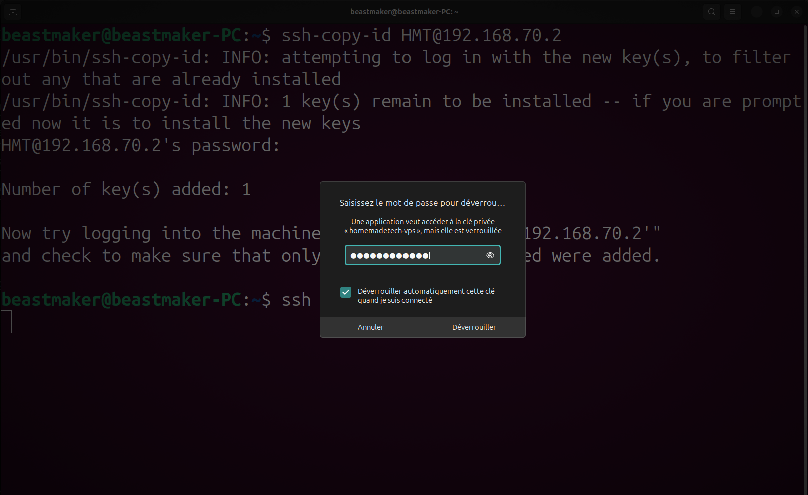 Connexion SSH par clé sans demande de mot de passe