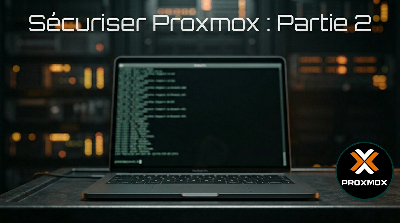Terminal SSH avec cadenas symbolisant le durcissement de l'accès SSH sur Proxmox
